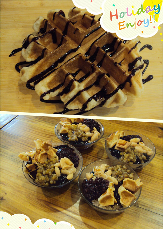 DIY mochi waffle cake mixes with dessert